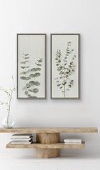 Kate and Laurel Eucalyptus Botanical I Framed Linen Textured Canvas Wall Art …