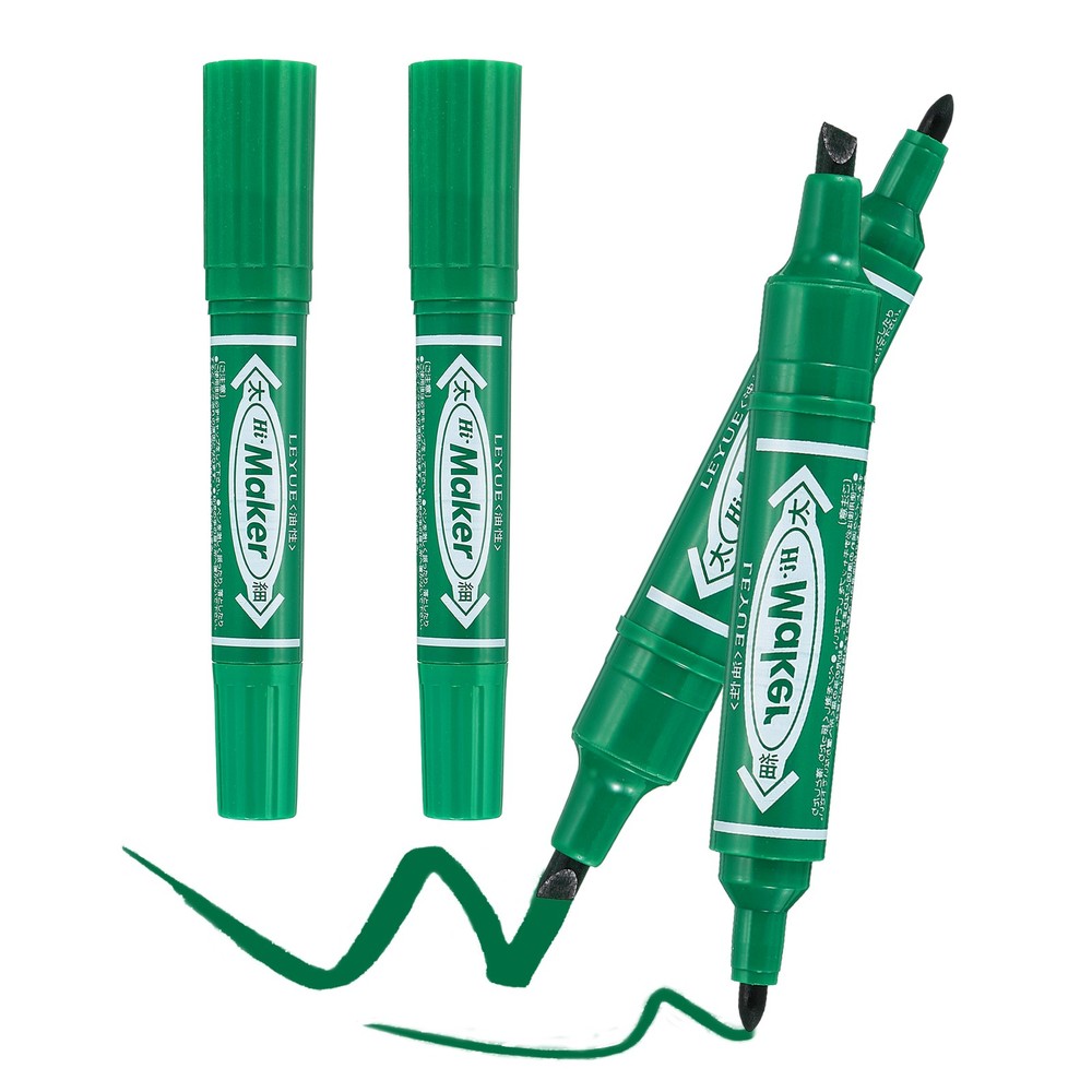 Broad & Fine Tip Markers, 4Pcs Oil-Based Markers Highlighter, Green
