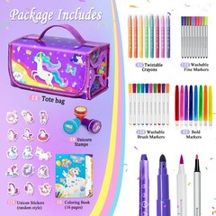 56 PCS Washable Scented Markers Set with Glitter Pencil Case, Mermaid Unicorn…