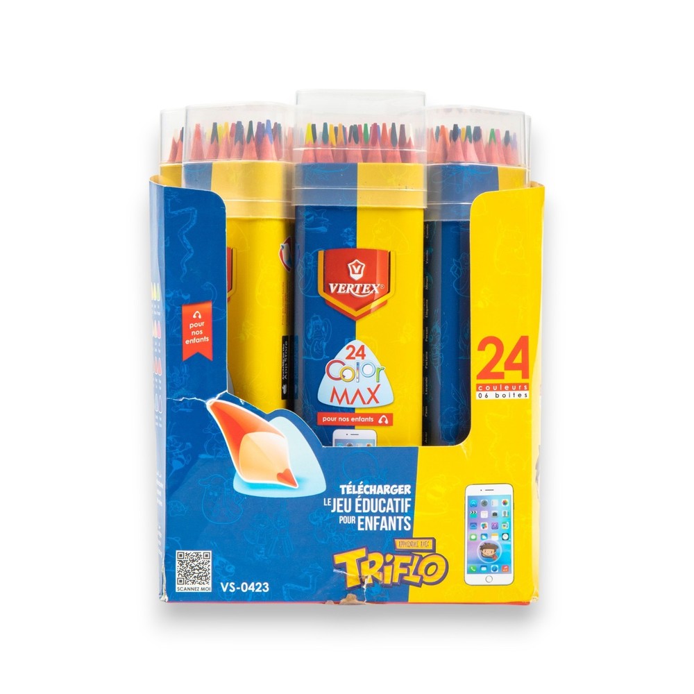 Set of 6 Vertex Color MAX 24 Pencils Bulk Value Pack Triangular Art Stationery