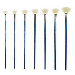 XDT#606-2 Fan Art Brush Set 7Pc #0#2#4#6#8#10#12 Hog Acrylic Oil Watercolor