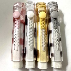 4pcs MEOW Cat Paw Erasers Retractable Slider Pencil Rubbers Animal Print Design