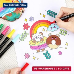 Pagather 72 Colors Acrylic Paint Markers, Dual Tip with Fine Tip and Brush Tip P