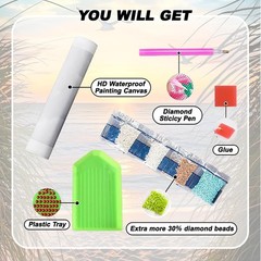 Sunset Beach Diamond Art Kits for Adults,Scenery Diamond Painting Kits for Aduul