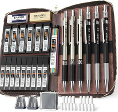 Mechanical Pencil Set with Leather Bag 30 Count, Drawing Pencils 0.5, 0.7, 0.9MM