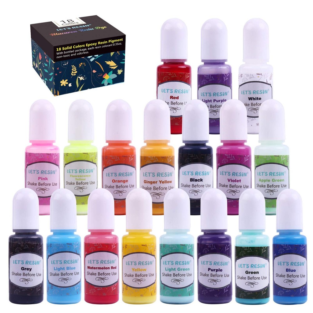 LET’S Resin 18 Colors Epoxy Pigment Opaque Liquid Resin Colorant Each 0.35ozO…
