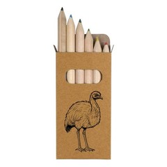 6 x ‘Emu Line Art’ Short 85mm Pencils / Coloured Pencil Set (PE00088360)