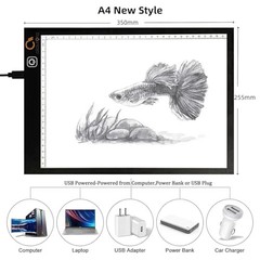 LED Copy Board Light Tracing Drawing Board, Ultra-Thin Adjustable USB Power A4