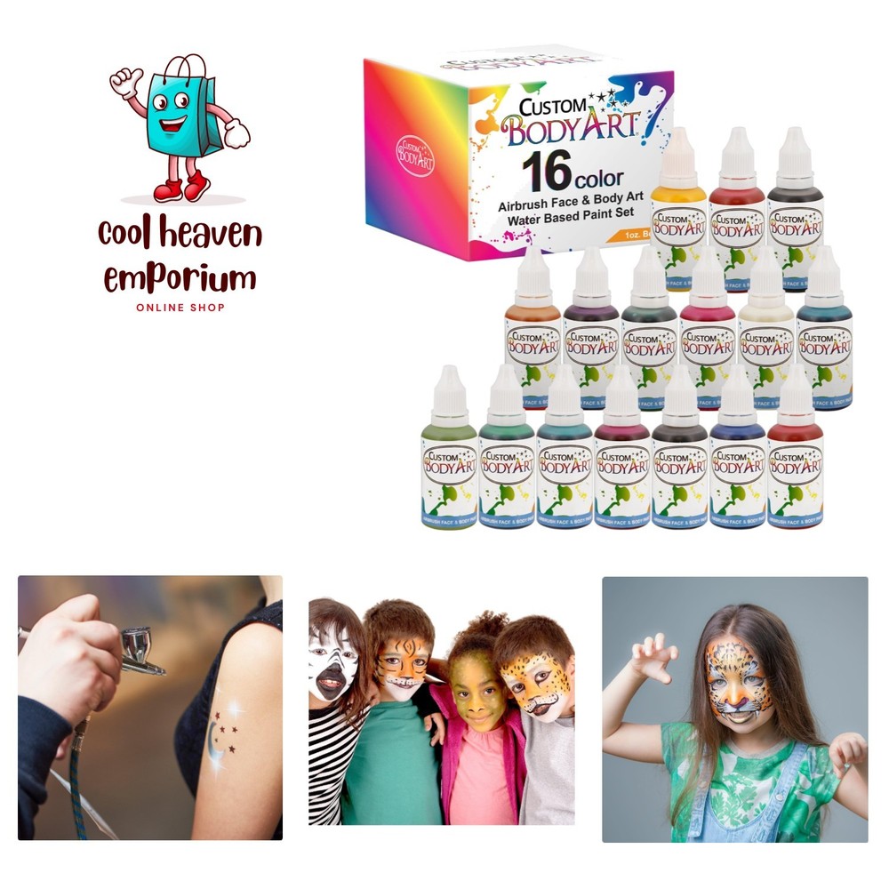 All Skin Types 16 Color Airbrush Face & Body Paint – Water-Based & Blendable
