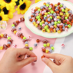 300 Pcs Acrylic Sports Beads Bulk – Baseball Basketball Soccer Softball Football