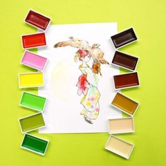Gansai Tambi 48 Color Japanese Watercolor Paint Set Opaque Natural Finish