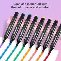 AnyMark Alcohol Markers, 80 Colors Dual Tip Art Coloring Markers Set for Adult B