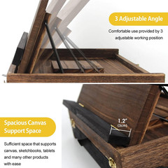 Rustic Wood Adjustable Portable Desktop Table Easel with Storage Drawer- Artist