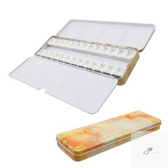 Empty Watercolor Palette Medium Metal Pigment Palette with 26 Empty Half Pans