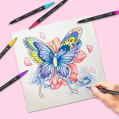 120 Colors Dual Brush Marker Pens, Marker Set, Artist Fine and Brush Tip Mark…