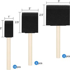 24 Pcs Foam Paint Brushes, Wood Handle Sponge Brushes for Painting, Black