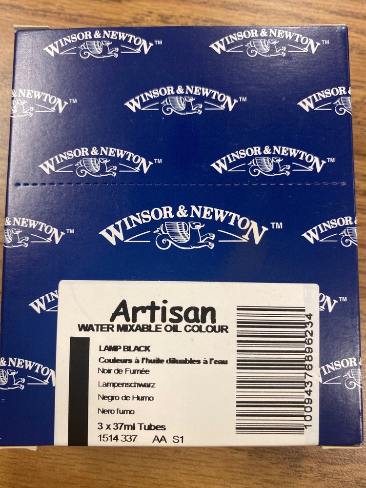 Artisan Water Mixable Oil Colour, box of 3 x 1.25-Oz (37Ml), Lamp Black