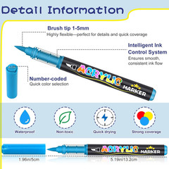 90 Colors Acrylic Paint Pens Set – Water-Based Paint Markers with Brush Tip (1–5