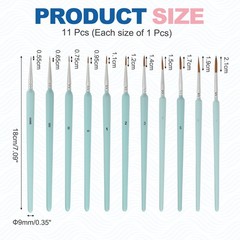11Pcs Detail Paint Brush 5.5mm-21mm Tip (00000/000/00/0/1/2/3/4/5/6/7)Light Blue