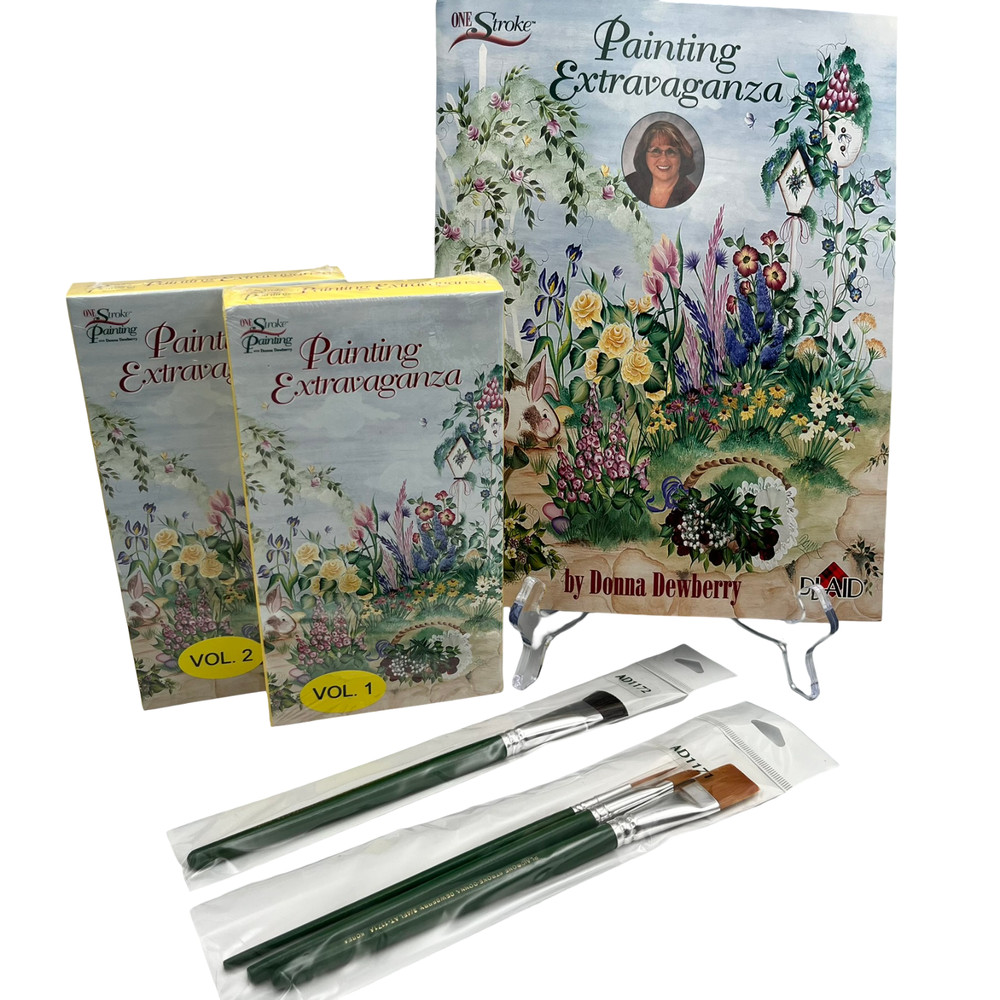 Painting Extravaganza One Stroke Painting Donna Dewberry VHS/Book/Brush Set 2003