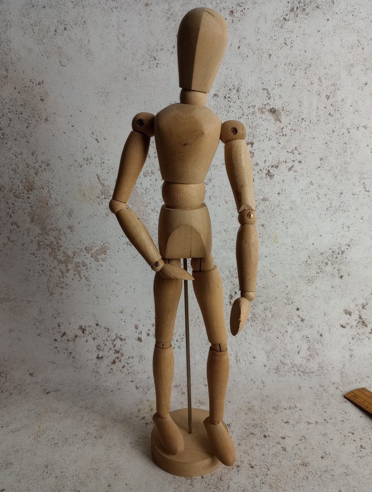 Wooden Articulated Artist Figure Poseable Mannequin Form 12″ 30cm Tall Art Good