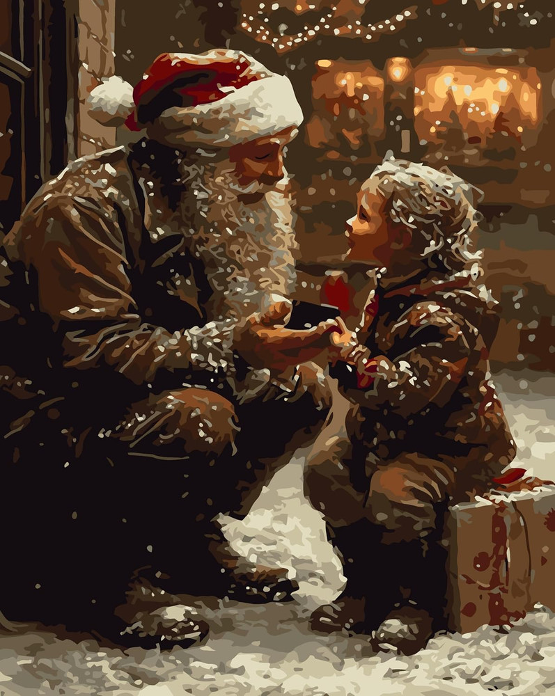 Christmas Santa Claus Paint by Numbers for Adults, DIY Winter Paint by Numbers K