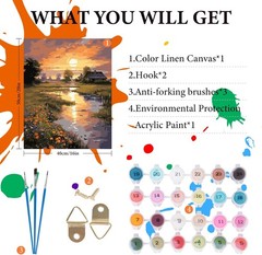 Fountor Countryside Sunset Paint by Numbers Kit Adults 16×20
