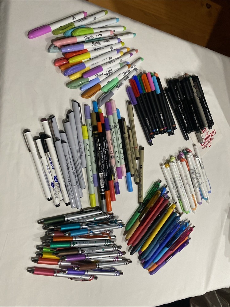 Huge 134 Markers Pens Sharpie Micron Marvy Zig Pentel Papermate Scrapbooking