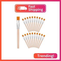 Wood Paint Brush Set, 20Pcs 3/5 Inch Flat Brushes for Watercolor, Oil, Acrylic,