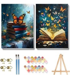 askkqtx 2 Pack Vintage Books Paint by Numbers 8×12 Inch, 2