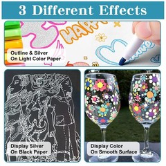 18pcs Outline Shimmering Markers with Metallic for Fun Art Drawing Craft DIY