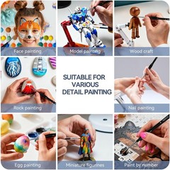 10Pcs Detailing Paint Brushes, Miniature Painting Brushes for Small, Black