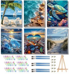 6 Pack Paint by Numbers Kits with Framed for 8×12 inches, 6PDKMT250707-US