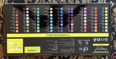 Watercolor Pencil Set by Magicfly: 72 pencils, 2 brushes, metal case & sharpener