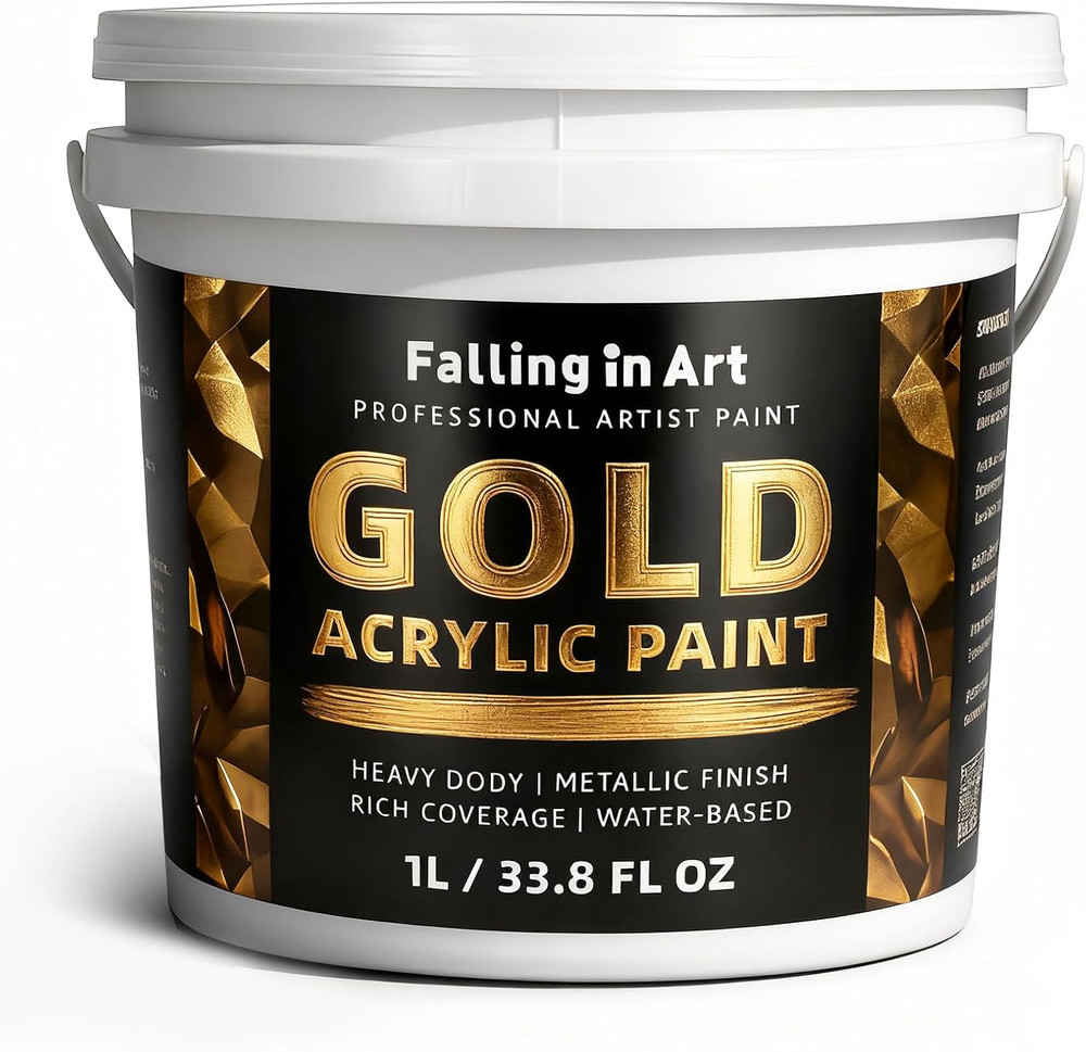 Gold Metallic Acrylic Paint, 33.8 Oz Heavy Body Gold Leaf Paint, Non-Toxic Art P