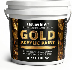 Gold Metallic Acrylic Paint, 33.8 Oz Heavy Body Gold Leaf Paint, Non-Toxic Art P