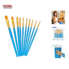 Paint Brush Set, 10pcs Round Pointed Tip Nylon Hair Artist Detail Paintbrushe…