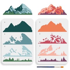 MAYJOYDIY 2pcs Layered Mountain Stencil 11.7×8.3 inches,