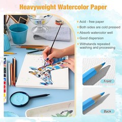 Watercolor Paper Pad, 5.5″x8.5” (24 Sheets, 140lb/300g), Spiral – Bound with
