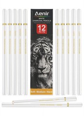 White Charcoal Pencils, Pack of 12 Charcoal Drawing Pencils, Charcoal Pencils…