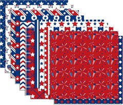 VIVIQUEN Patriotic American Flag Double-Sided Paper, 12 Red,White,Blue