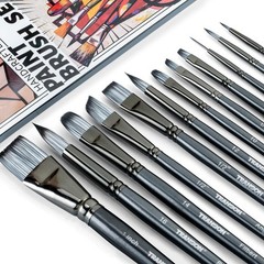 Artist Paint Brush Set of 12 for Watercolor Acrylic Gouache Oil and Tempera P…