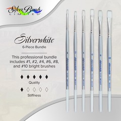 SW-1585S Silverwhite Short Handle Bright Brushes with Soft Synthetic Taklon, …