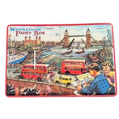 Vintage Page of London Water Colour Paint Box Tin Tower Bridge 13×9 Made England