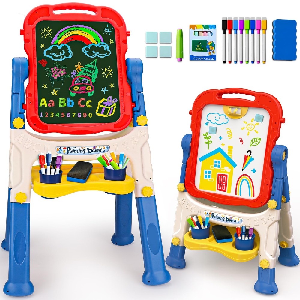 Kids Easel for Toddlers Age 2-4 Art Magnetic White Board & 1 inch, Blue