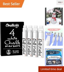 Eco-Friendly White Jumbo Chalk Markers Pack of 4 – For Effortless Creativity