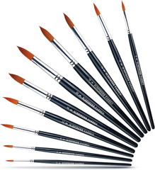 – 10-Piece round Paint Brush Set, Large and Small Paint Brushes for Acrylic Pain