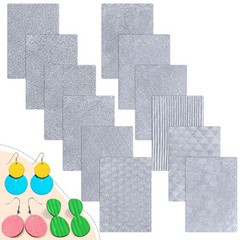 12 Pcs Polymer Clay Texture Sheets for Earrings Jewelry Making 10″ X 7″