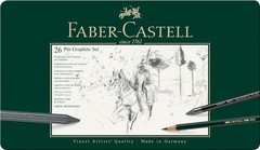 Faber-Castell Pitt Graphite Medium Metal Tin Set Artists Pencils, Set of 26