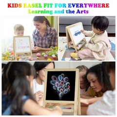 Kids Tabletop Double-Sided Wooden Art Easel – Chalkboard & Whiteboard Paintin…